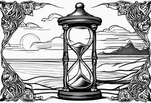 hourglass grandfather memorial sunset simple design tattoo idea