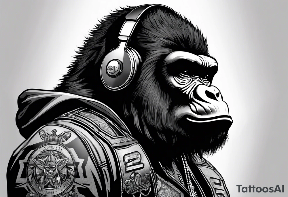 gorilla motorcycle microphone tattoo idea