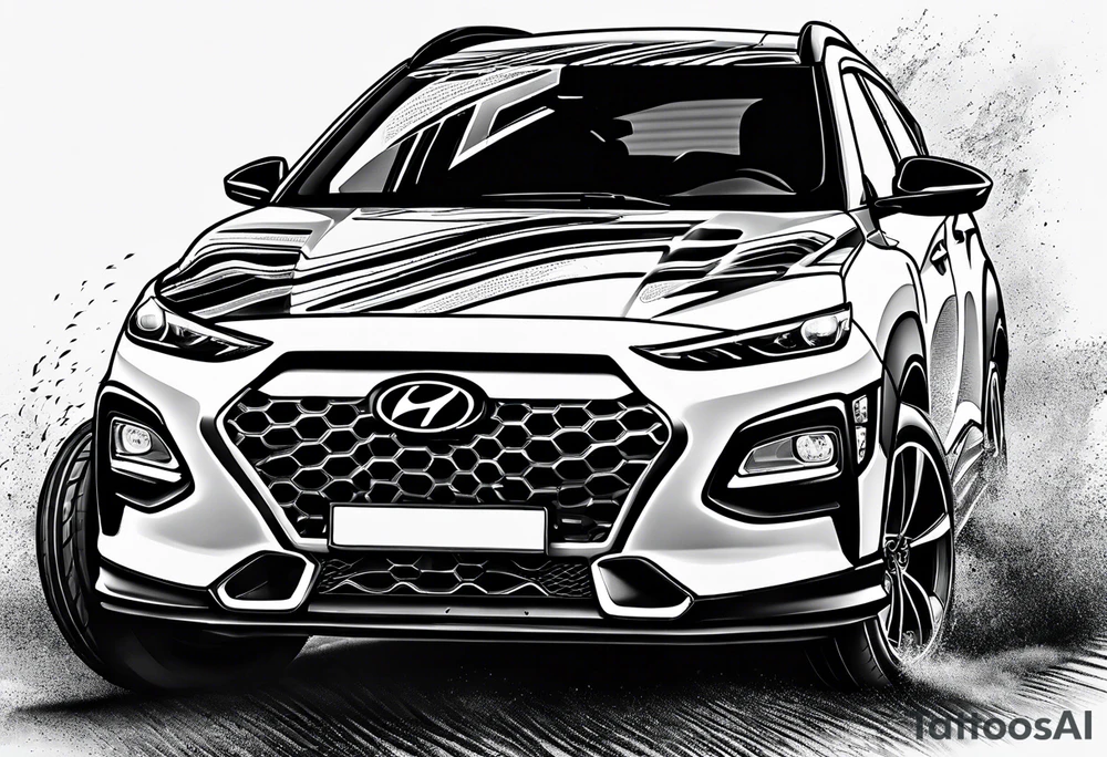 hyundai kona rally with lightning bolts tattoo idea
