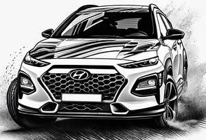 hyundai kona rally with lightning bolts tattoo idea