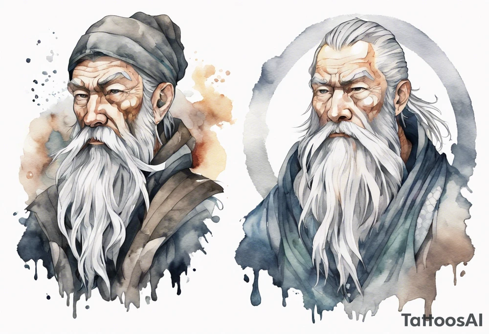 a solitary Norse man with a grey beard tattoo idea