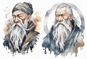 a solitary Norse man with a grey beard tattoo idea
