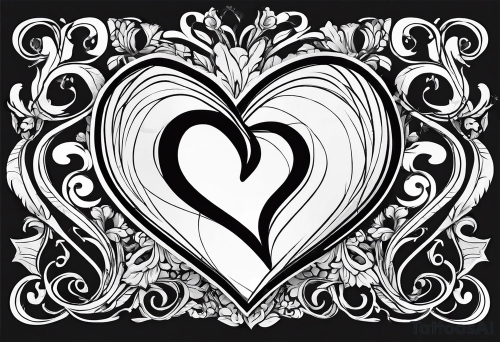Simple Heart with MS inside tattoo idea