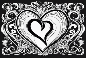 Simple Heart with MS inside tattoo idea
