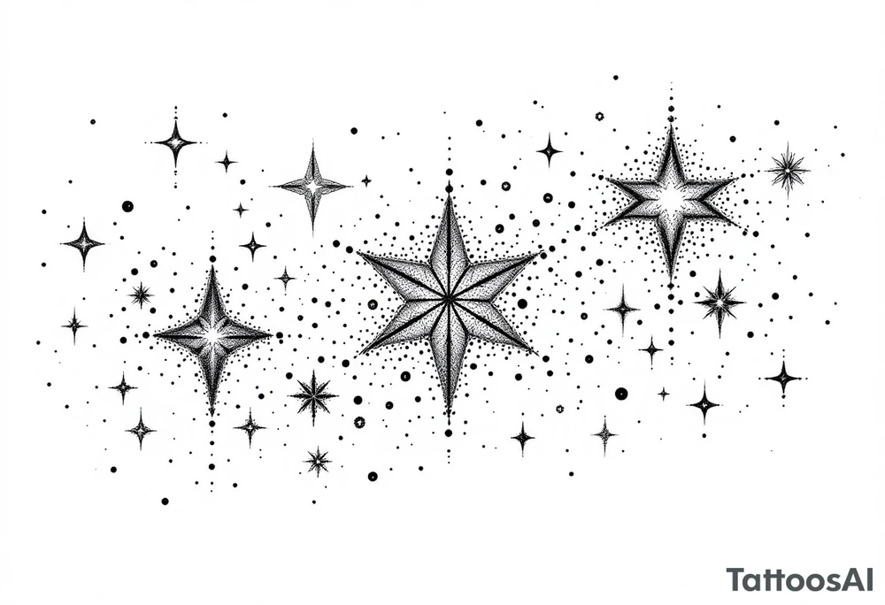 Small stars and tears background tattoo idea