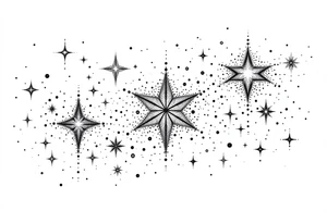 Small stars and tears background tattoo idea