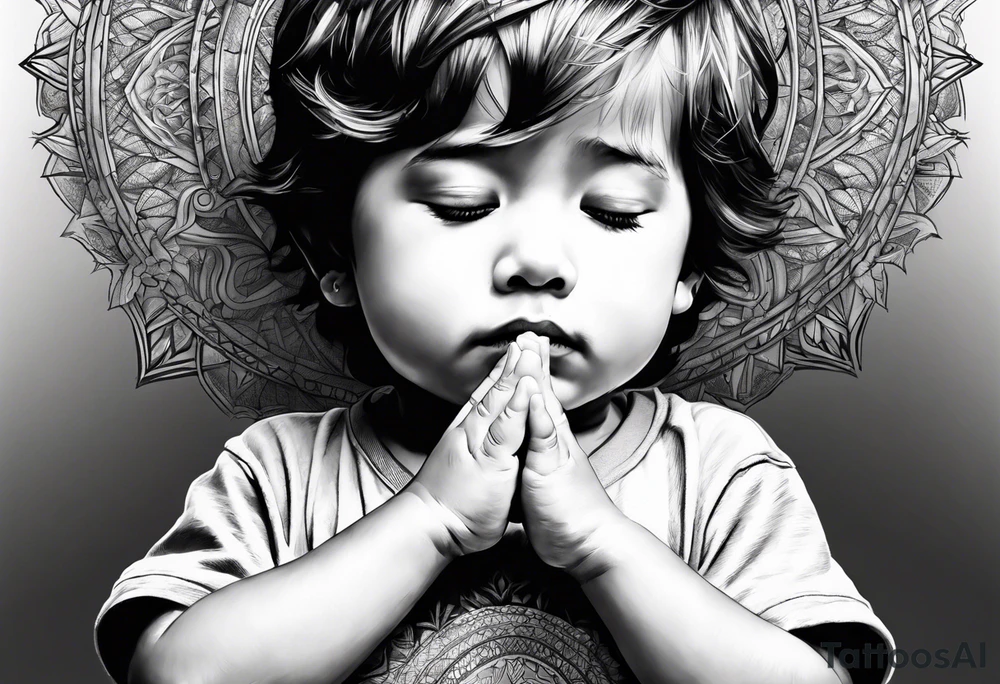 little boy praying tattoo idea