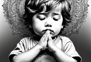 little boy praying tattoo idea