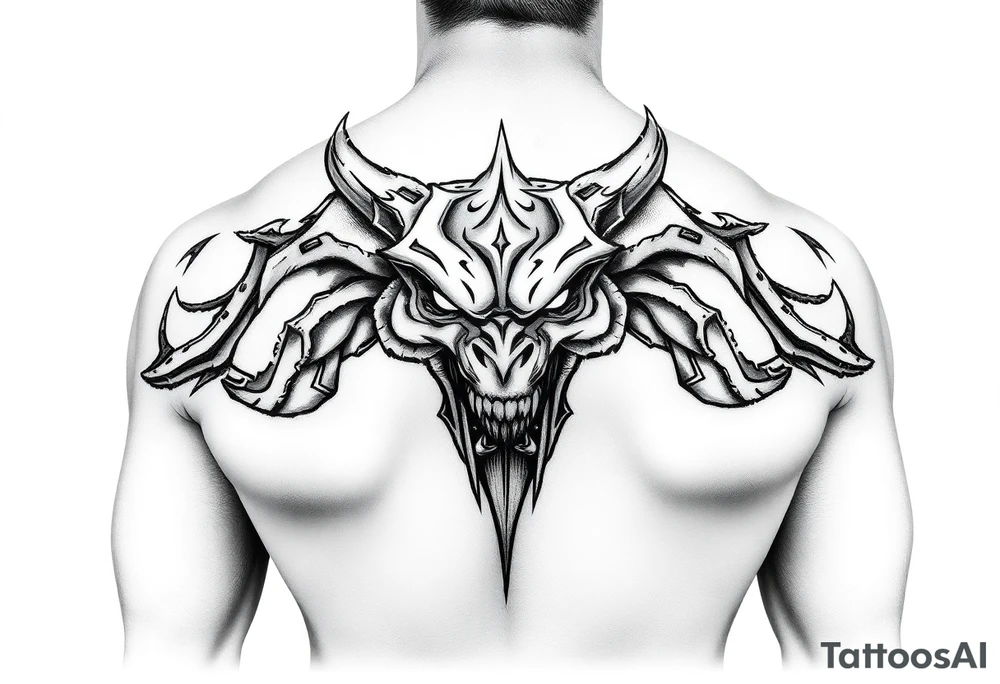 Tatuaż na szyi z przodu Agresywny w stylu strasznym tattoo idea