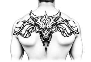 Tatuaż na szyi z przodu Agresywny w stylu strasznym tattoo idea