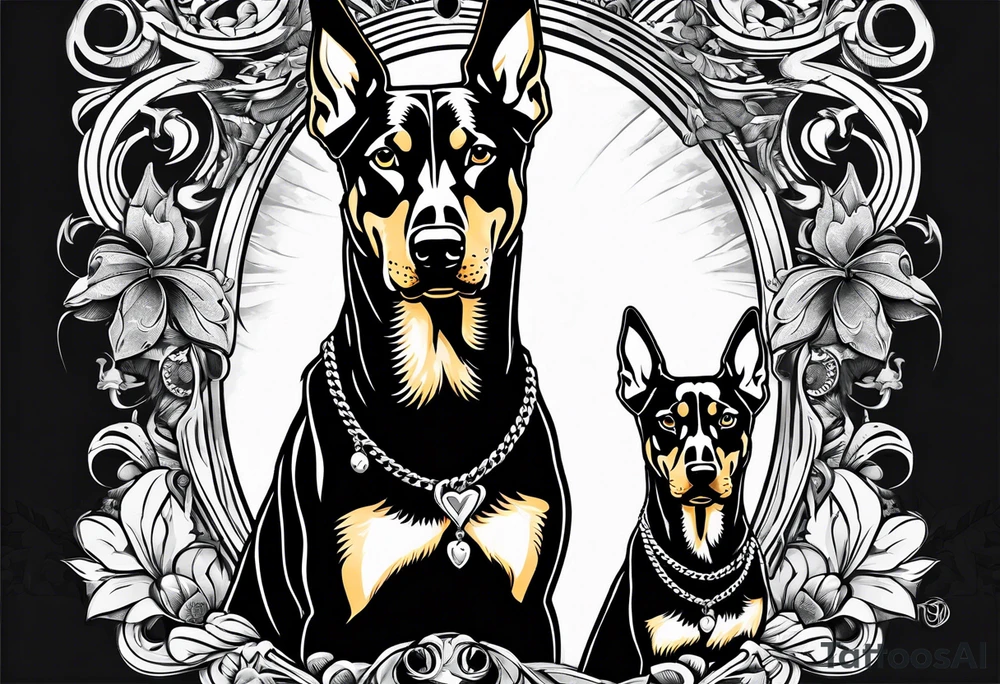 3 barking Dobermans tattoo idea