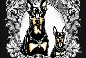 3 barking Dobermans tattoo idea