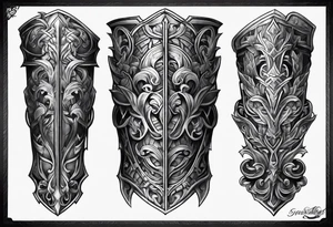 leg armor tattoo idea
