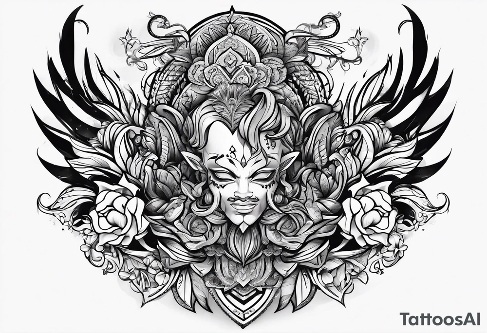 1 male powerbuff tattoo idea
