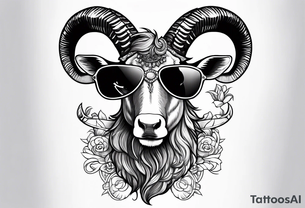 capricorn with sunglasses and shotgun tattoo idea