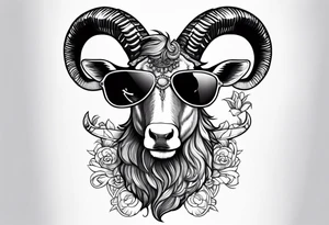 capricorn with sunglasses and shotgun tattoo idea
