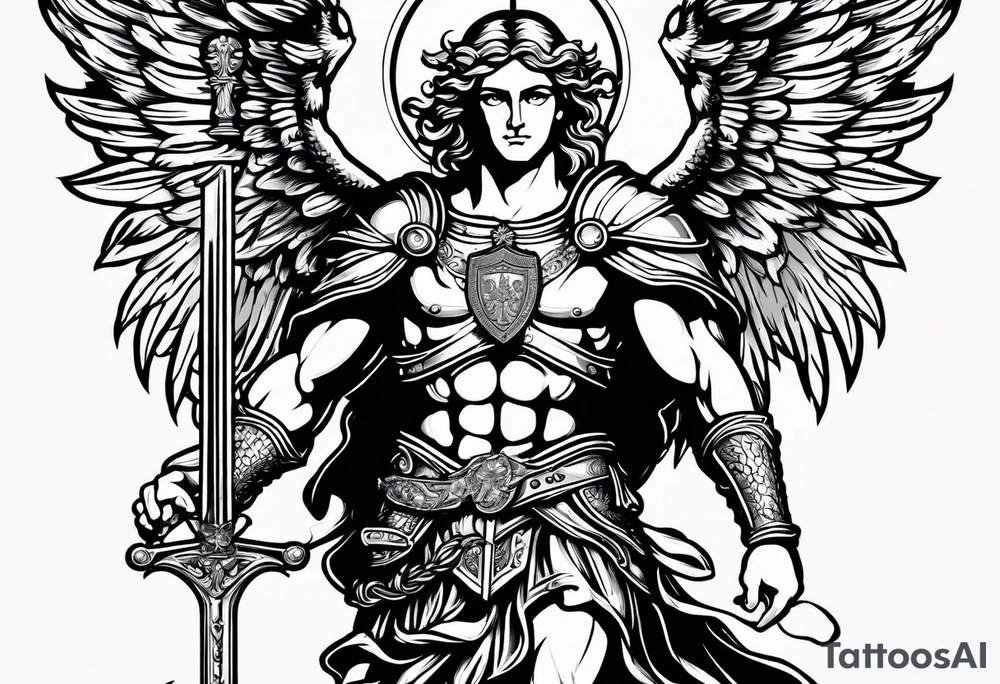 image of st michael the archangel with sword and shieldtattoo tattoo idea