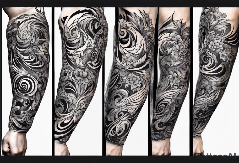 Swirling black ink, sleeve, glove tattoo idea