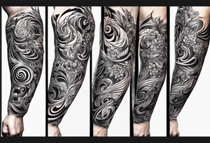 Swirling black ink, sleeve, glove tattoo idea