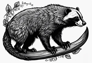honey badger climbing-over, claws, top view tattoo idea