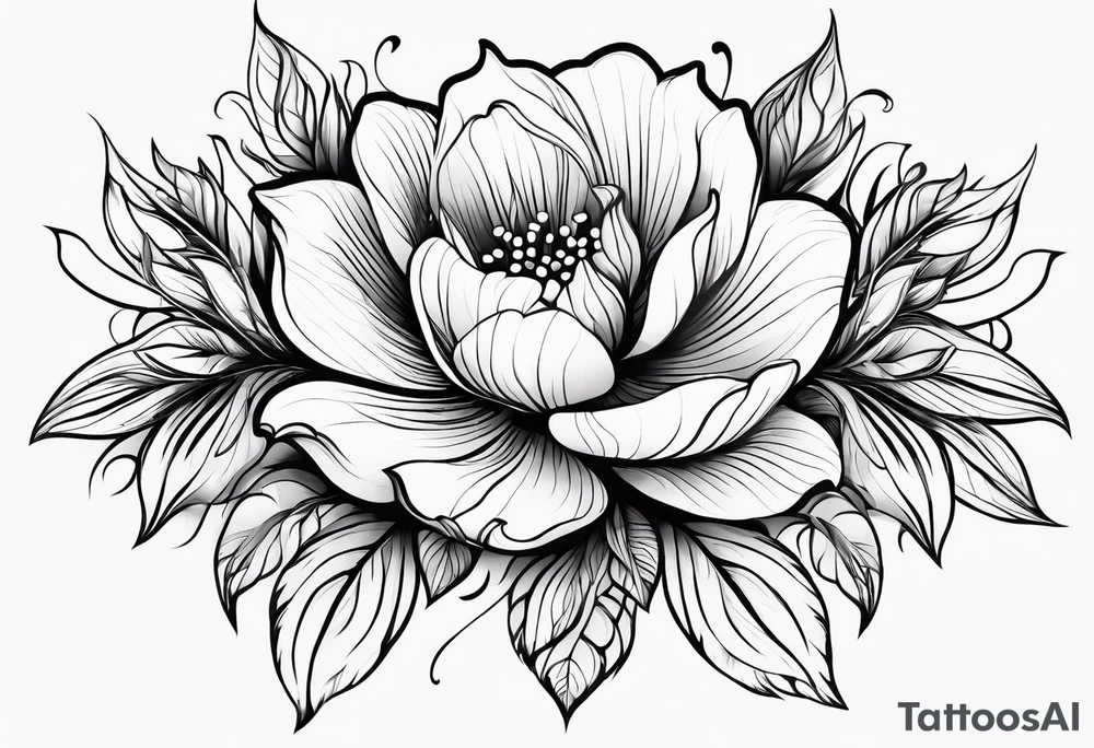 božur flower tattoo idea