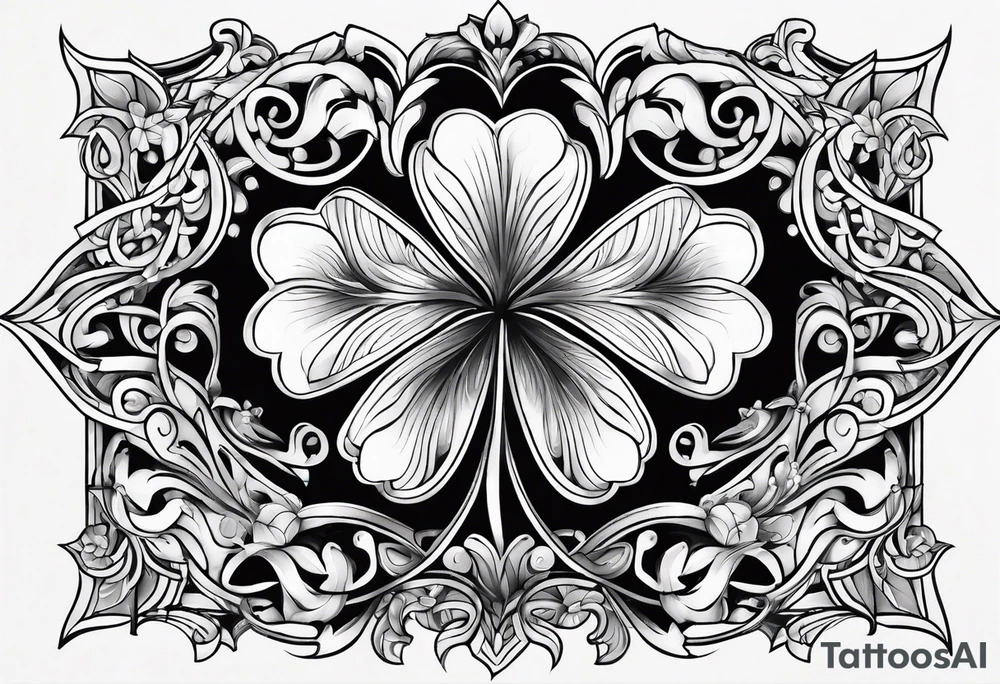 clover with leaf tattoo idea