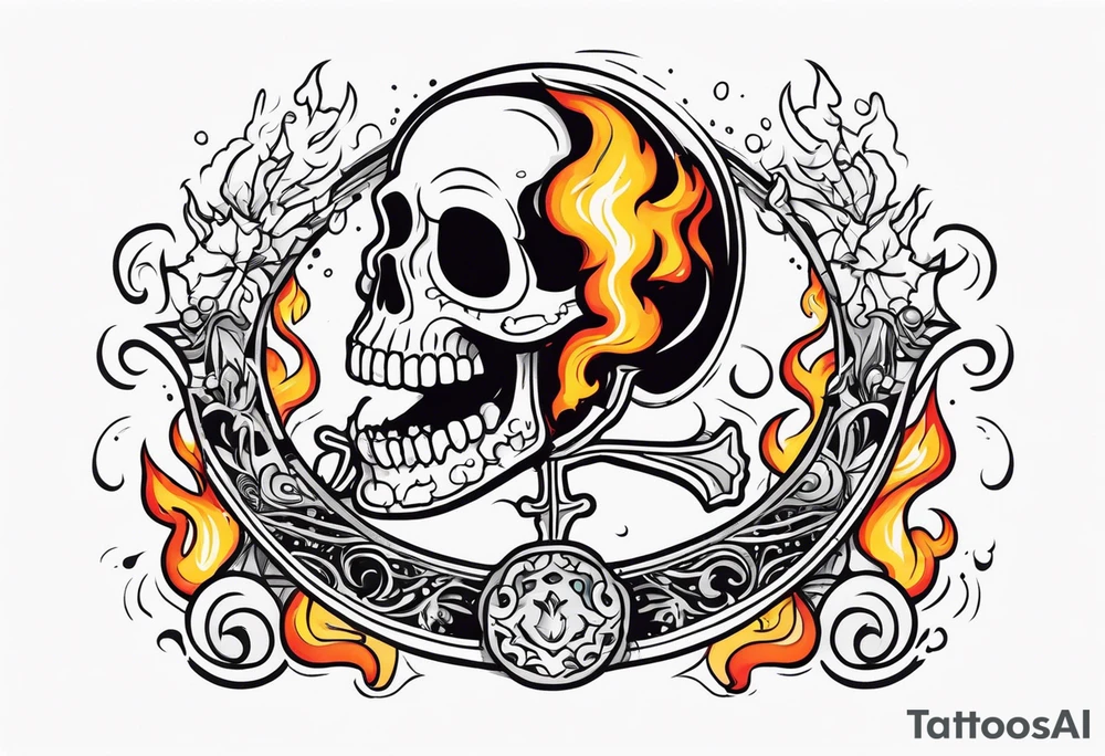 Burning skeleton tattoo idea