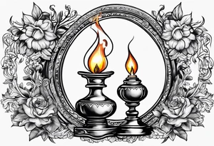 Extinguished  Oil lamp with smoke tattoo idea