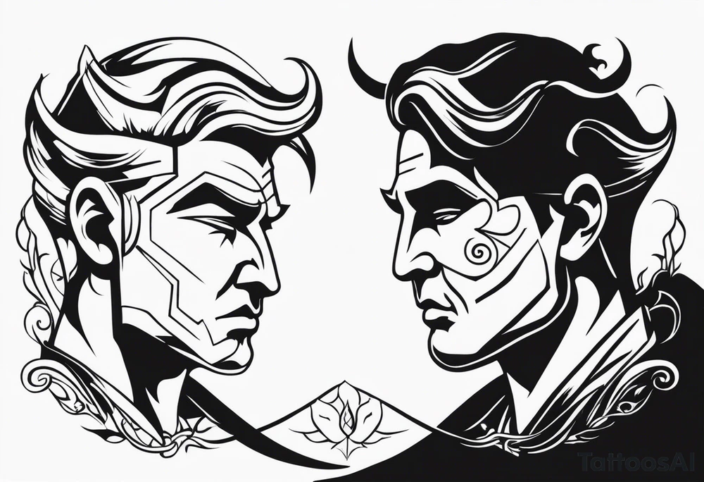 Good and evil greed tattoo idea