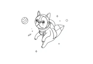 a space themed tattoo of my french bulldog mars. include elements in space like planets and stars. mars should be depicted as a astronaut in a spaceship flying through space tattoo idea