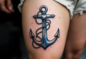 A blue anchor with cracked ropes symbolizes breaking free from emotional burdens. tattoo idea
