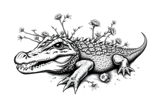 gothic alligator with orange groves tattoo idea