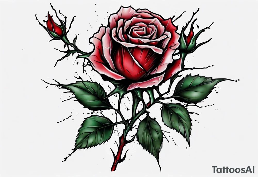 bleeding rose without stem flowers and only thorns tattoo idea