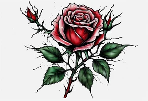 bleeding rose without stem flowers and only thorns tattoo idea