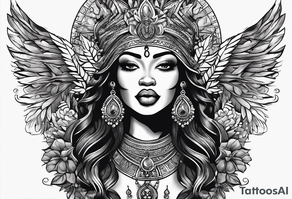 Black Goddess of sativa tattoo idea