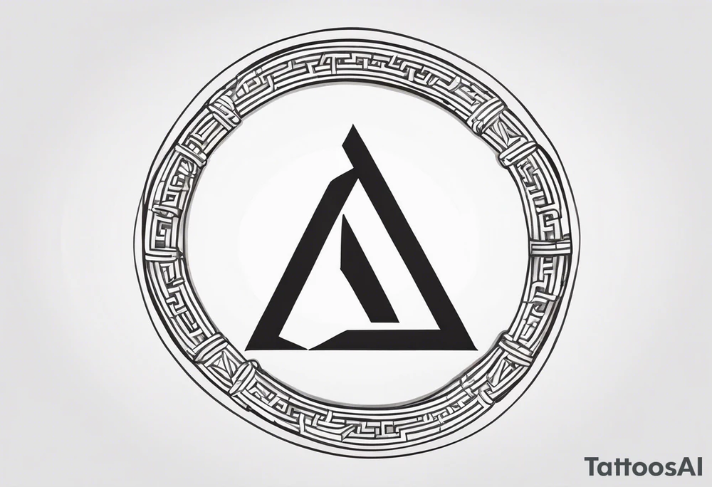 Simplistic greek letter delta inside a circle made from chain and whip elements tattoo idea Simplistic greek letter delta inside a circle made from chain and whip elements tattoo idea