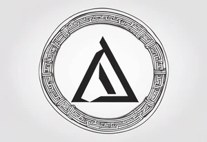 Simplistic greek letter delta inside a circle made from chain and whip elements tattoo idea