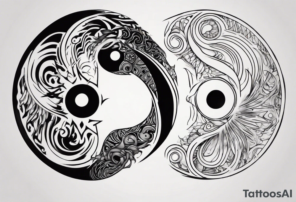 Abstract yin and Yang tattoo idea