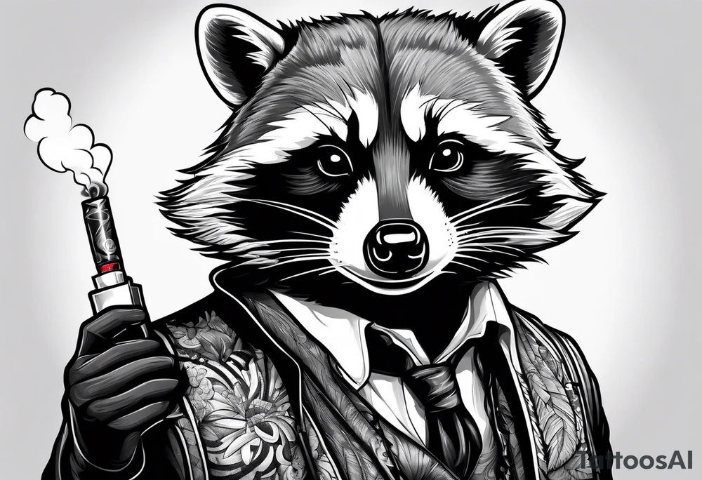 raccoon smoking cigarette tattoo idea