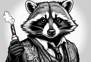 raccoon smoking cigarette tattoo idea