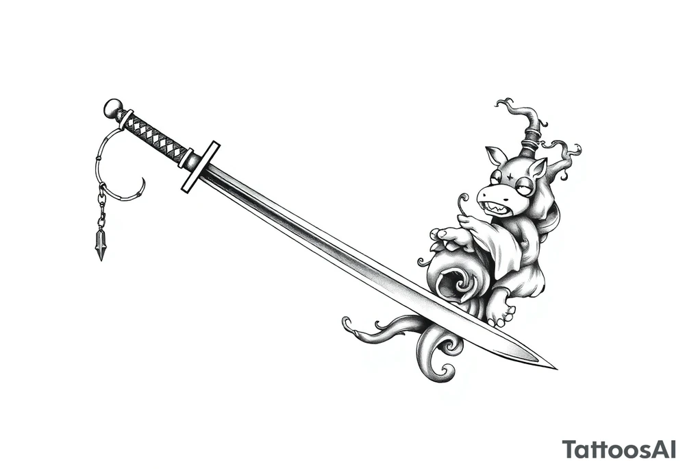 Life, sword, ambition, relentless, happiness tattoo idea