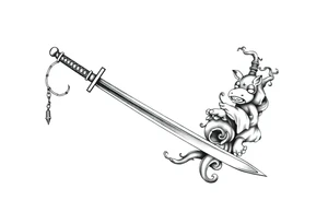 Life, sword, ambition, relentless, happiness tattoo idea