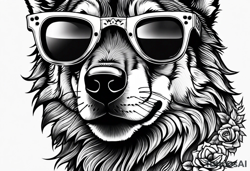 Badass Wolf wearing Sunglasses tattoo idea