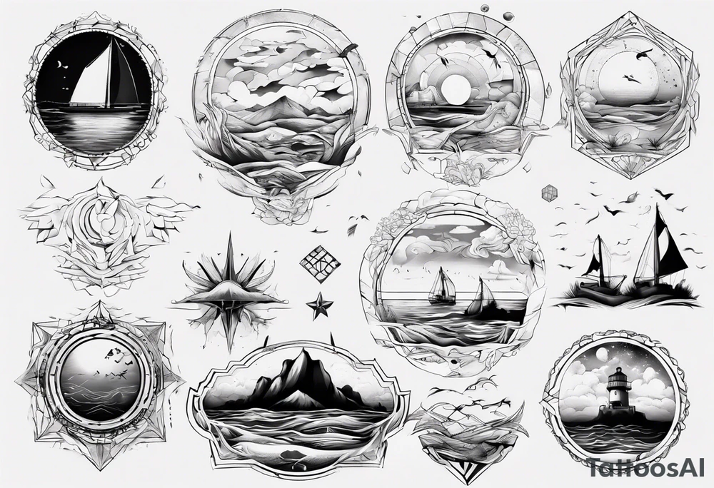 Un paysage ciel , mer , plage tattoo idea