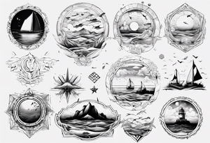 Un paysage ciel , mer , plage tattoo idea