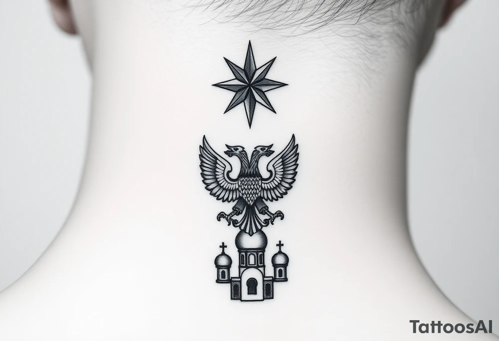Top: Russian star 
Middle: russian double-headed eagle coat of arms
Bottom: Orthodox church dome with a cross tattoo idea