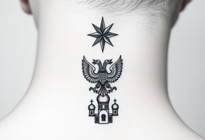 Top: Russian star 
Middle: russian double-headed eagle coat of arms
Bottom: Orthodox church dome with a cross tattoo idea