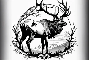 Leshy riding elk tattoo idea
