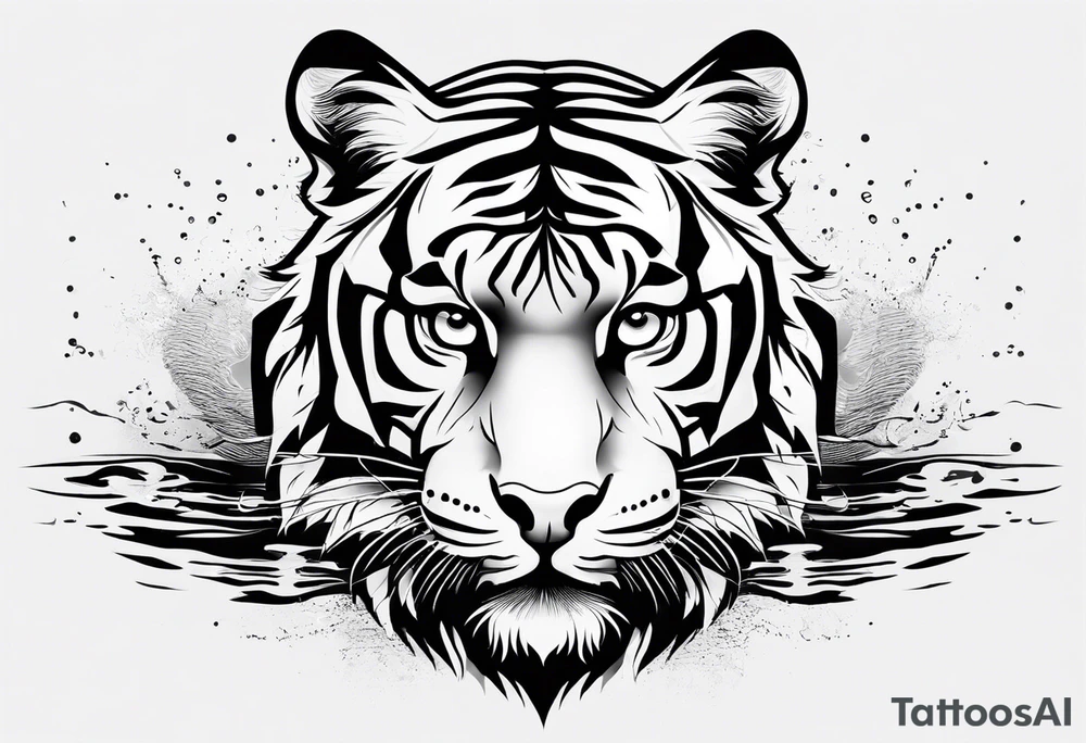 minimalist tiger near water tattoo idea