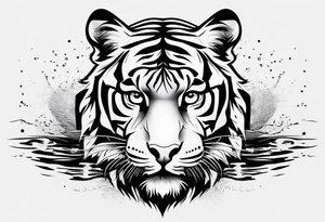 minimalist tiger near water tattoo idea